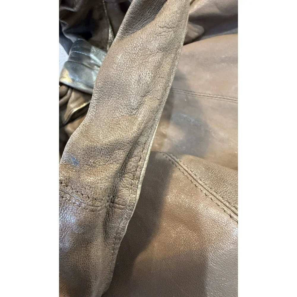 KOOBA Pleated Shoulder Leather Hobo Bag Purse Gold Brown Slouchy Boho - Picture 16 of 16